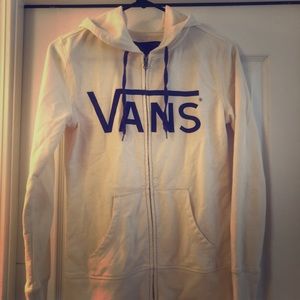 Vans hoodie cream/ with purple Vans logo